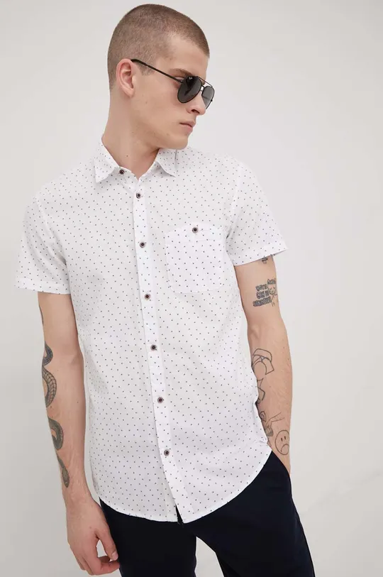 λευκό Βαμβακερό πουκάμισο Tom Tailor Ανδρικά