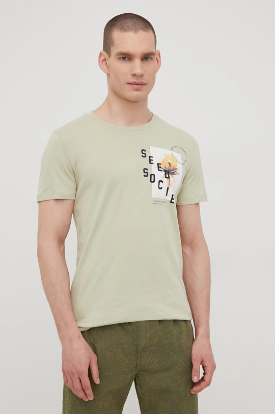 zielony Tom Tailor t-shirt bawełniany Męski