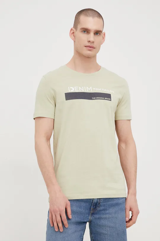 Βαμβακερό μπλουζάκι Tom Tailor πράσινο