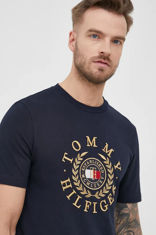 σκούρο μπλε Βαμβακερό μπλουζάκι Tommy Hilfiger Icon
