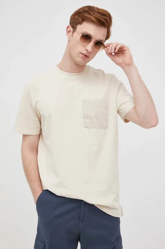 béžová Bavlnené tričko Selected Homme