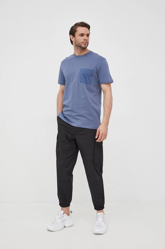 Bombažen t-shirt Selected Homme Homme modra