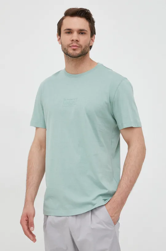 turkusowy Selected Homme t-shirt bawełniany Męski