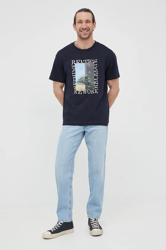 Βαμβακερό μπλουζάκι s.Oliver σκούρο μπλε