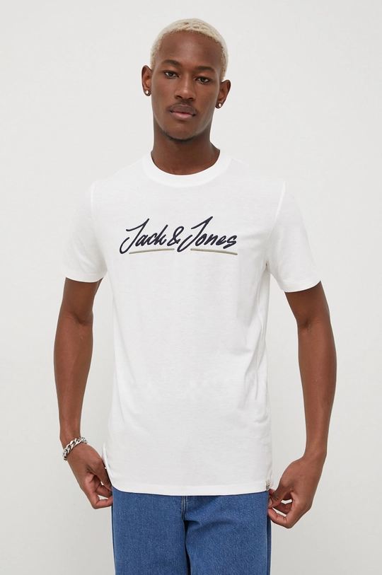 biały Jack & Jones t-shirt bawełniany Męski