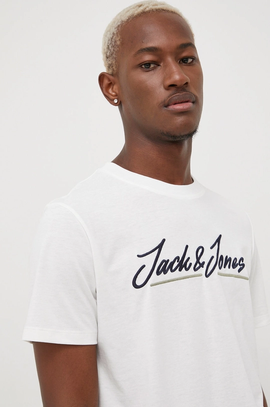 λευκό Βαμβακερό μπλουζάκι Jack & Jones