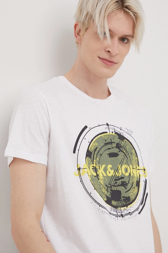 biały Jack & Jones t-shirt bawełniany