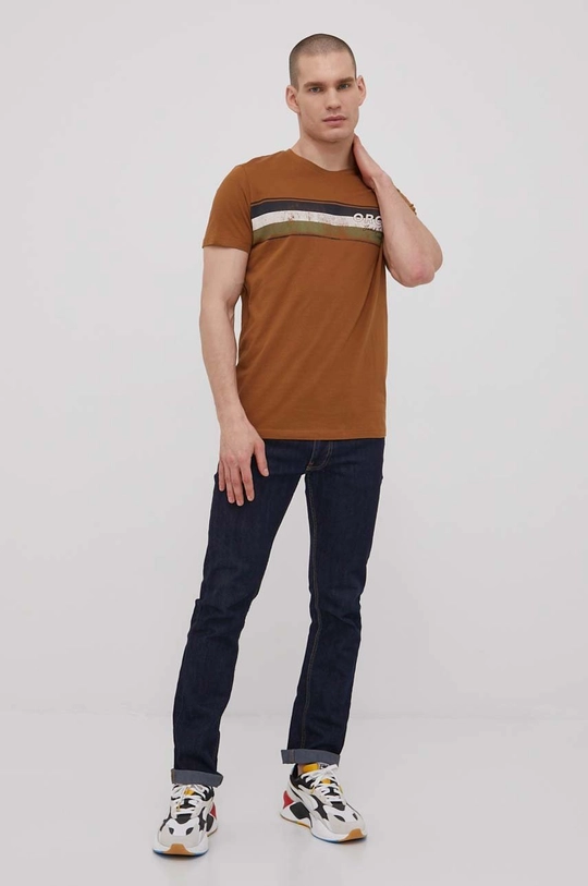 Jack & Jones t-shirt bawełniany brązowy