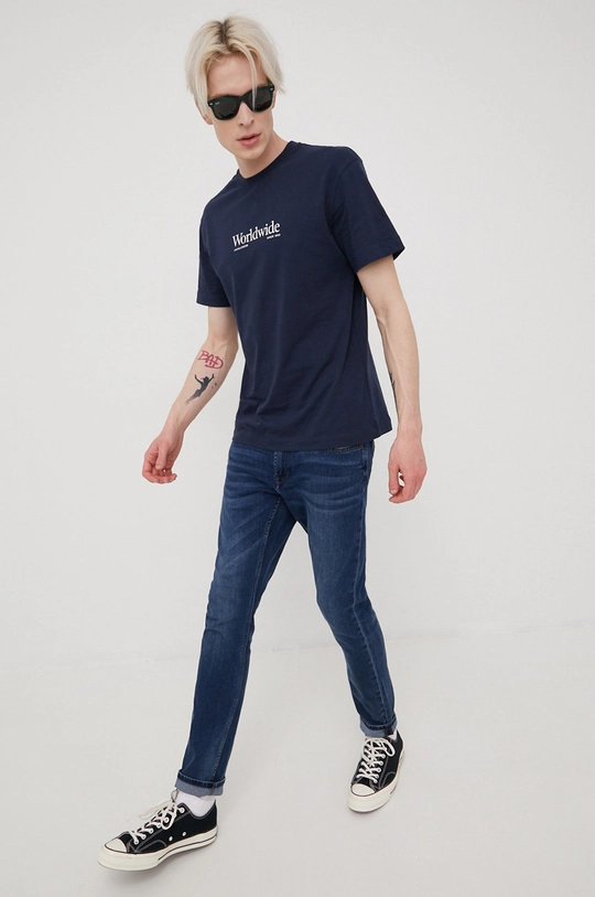 Jack & Jones t-shirt bawełniany granatowy