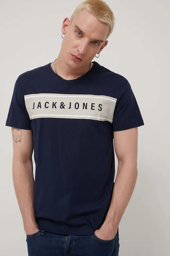 granatowy Jack & Jones t-shirt bawełniany