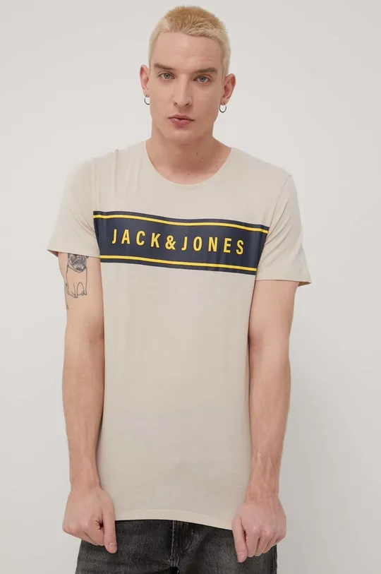 béžová Bavlnené tričko Jack & Jones