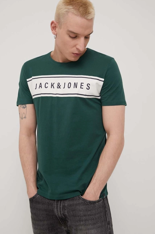 πράσινο Βαμβακερό μπλουζάκι Jack & Jones Ανδρικά