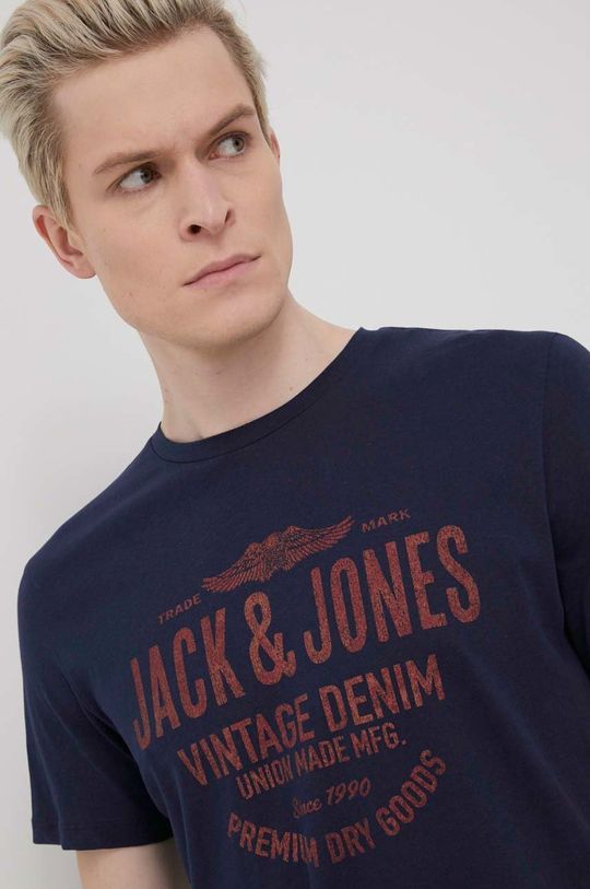 tmavomodrá Bavlnené tričko Premium by Jack&Jones Pánsky