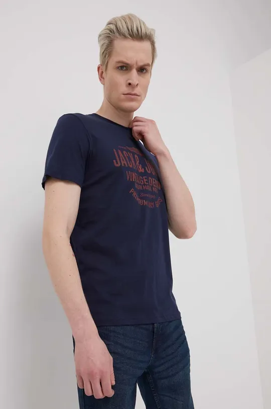 tmavomodrá Bavlnené tričko Premium by Jack&Jones