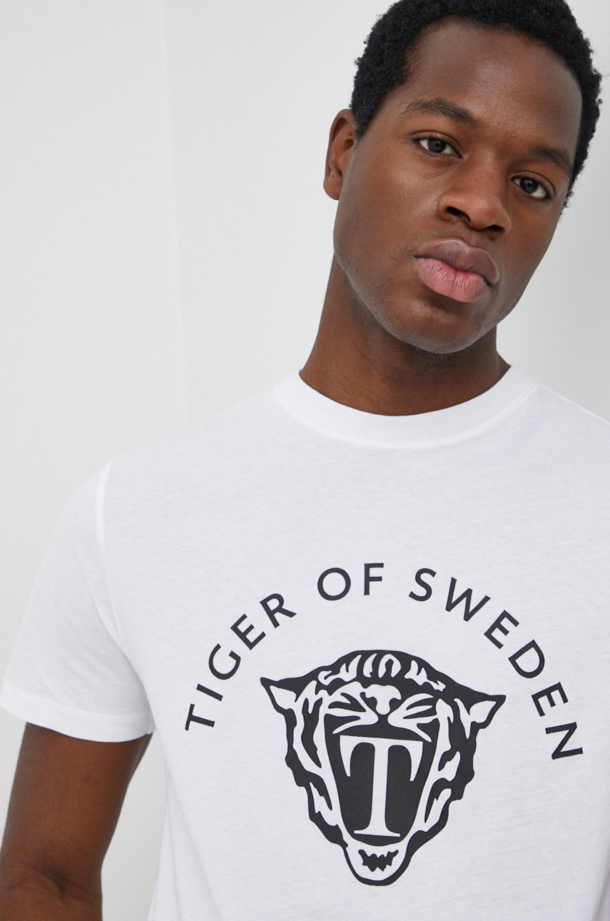 bílá Bavlněné tričko Tiger Of Sweden Pánský