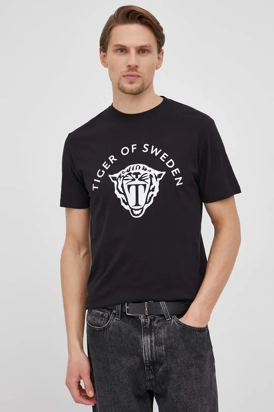 czarny Tiger Of Sweden t-shirt bawełniany Męski