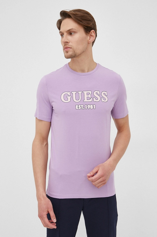 fioletowy Guess t-shirt Męski