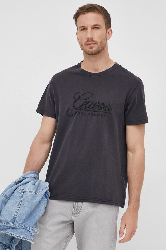 czarny Guess t-shirt bawełniany Męski