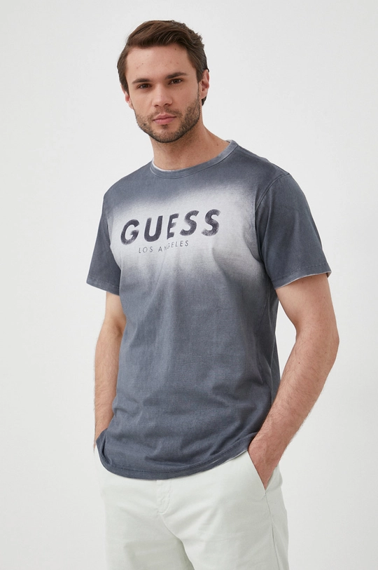 γκρί Βαμβακερό μπλουζάκι Guess