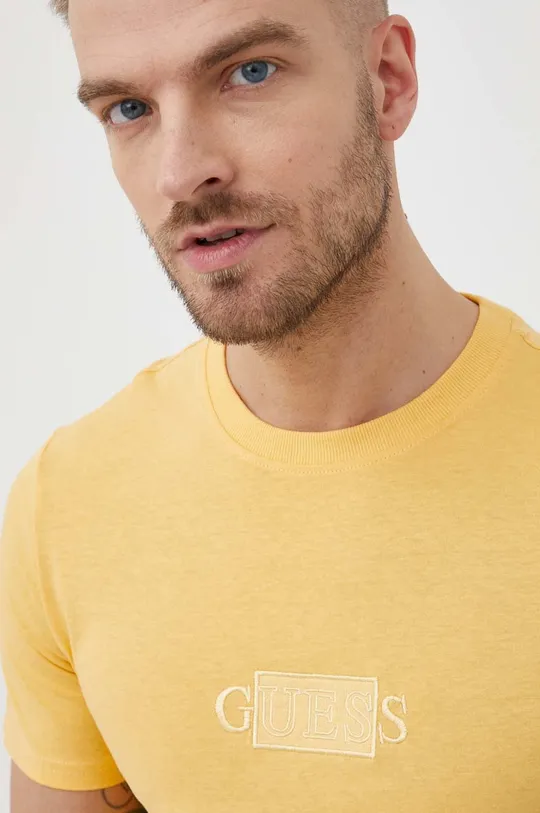 żółty Guess t-shirt bawełniany