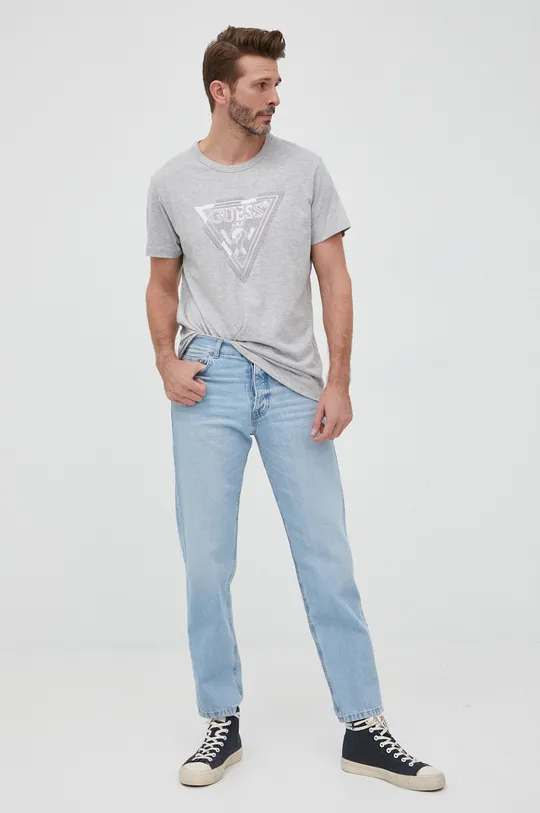 sivá Bavlnené tričko Guess Pánsky