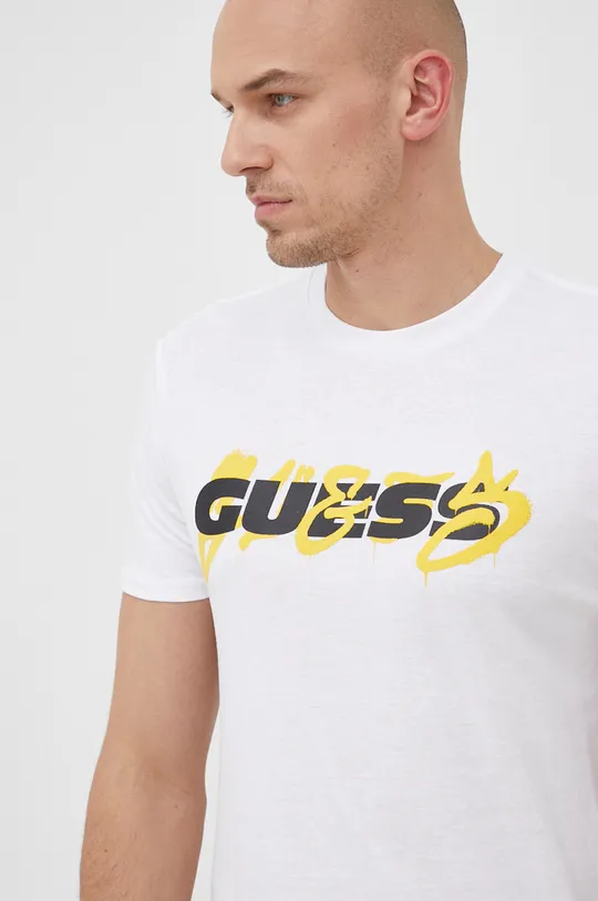 biela Bavlnené tričko Guess