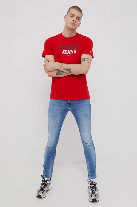 Tommy Jeans t-shirt bawełniany DM0DM12853.PPYY czerwony