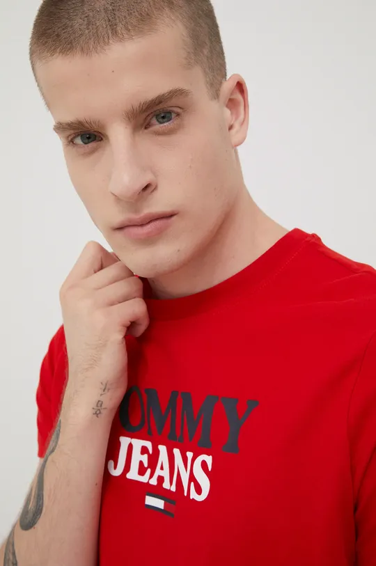 czerwony Tommy Jeans t-shirt bawełniany DM0DM12853.PPYY