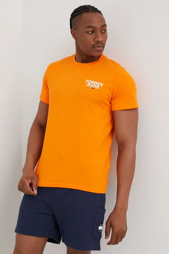 πορτοκαλί Βαμβακερό μπλουζάκι Tommy Jeans Ανδρικά
