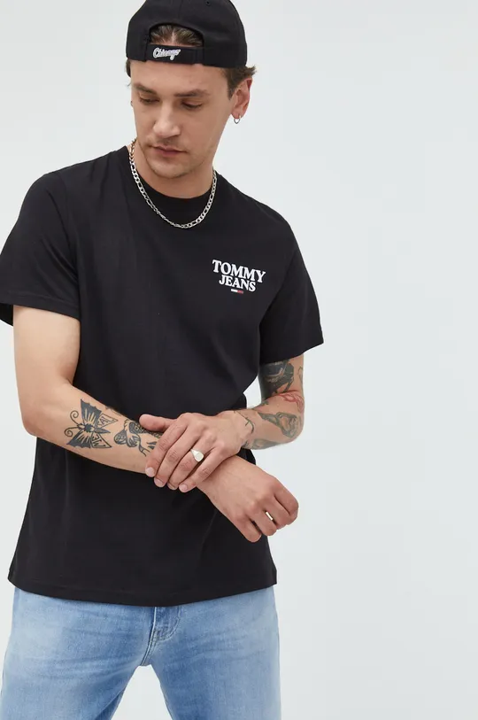 čierna Bavlnené tričko Tommy Jeans