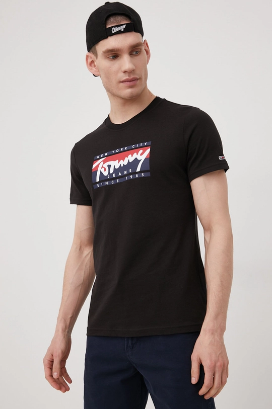 czarny Tommy Jeans t-shirt bawełniany DM0DM13250.PPYY Męski