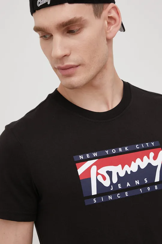 czarny Tommy Jeans t-shirt bawełniany DM0DM13250.PPYY