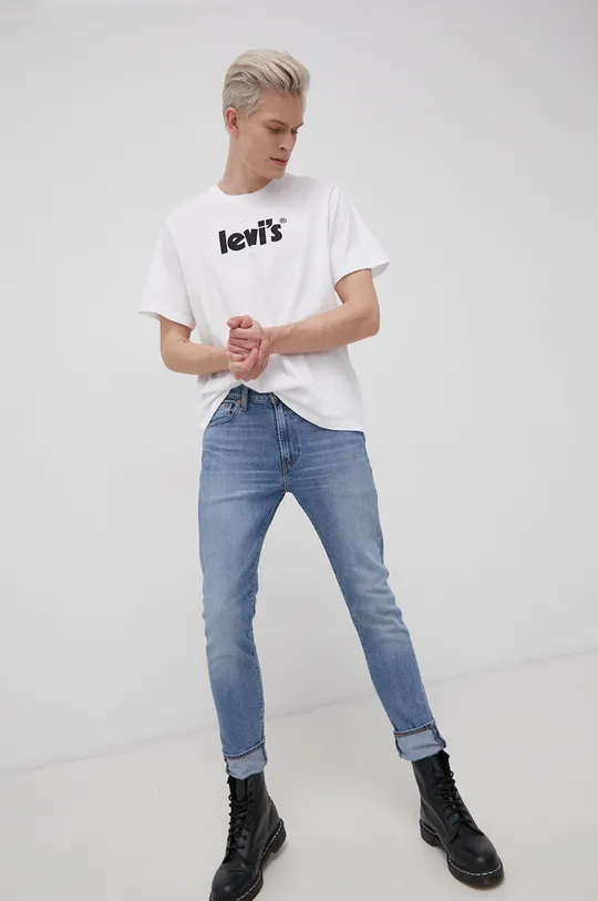 bela Bombažen t-shirt Levi's Moški