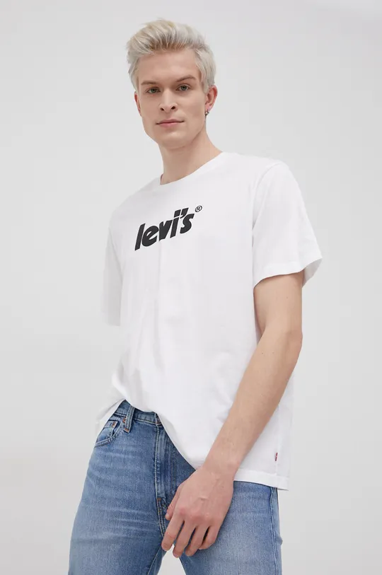 Levi's βαμβακερό μπλουζάκι λευκό