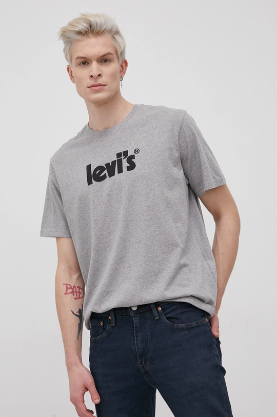 siva Bombažen t-shirt Levi's Moški