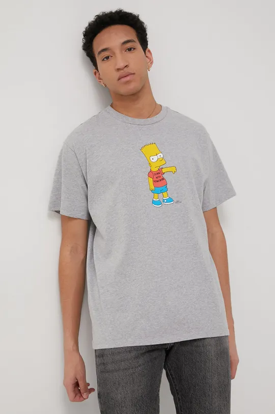sivá Bavlnené tričko Levi's X Simpson Pánsky