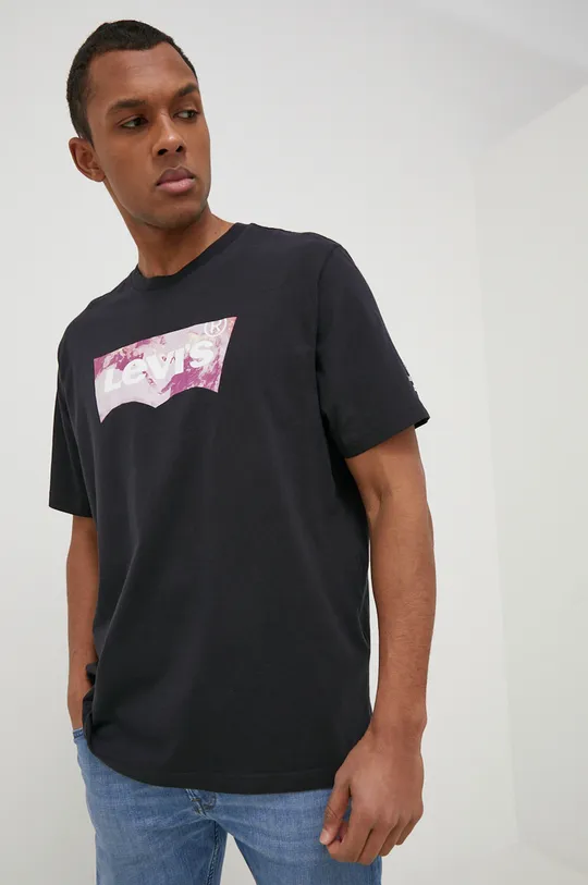 μαύρο Levi's - Βαμβακερό μπλουζάκι Ανδρικά