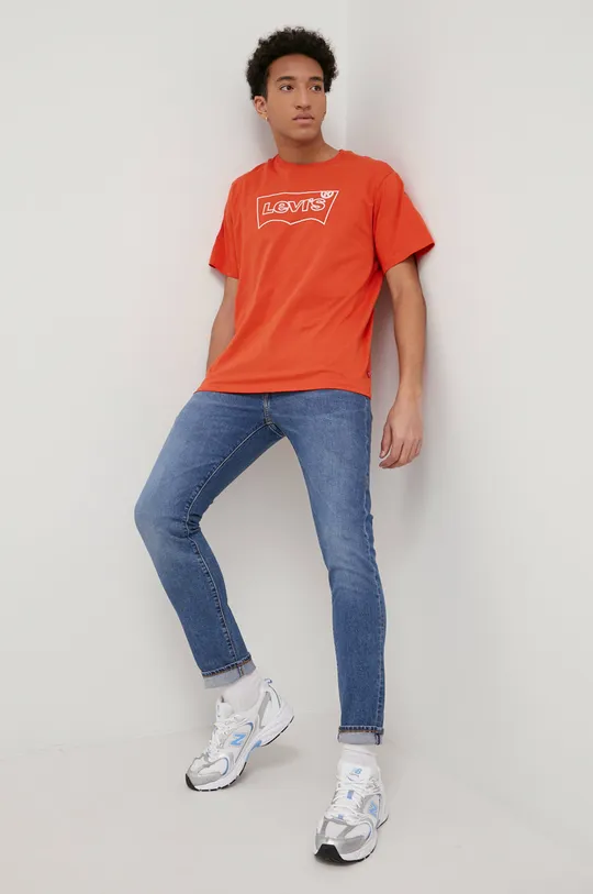 Levi's - Βαμβακερό μπλουζάκι πορτοκαλί