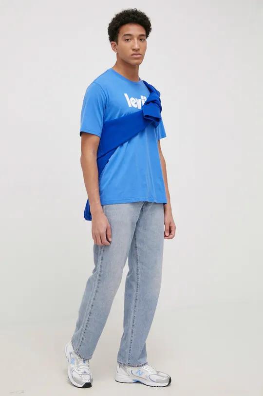 Bavlněné tričko Levi's modrá