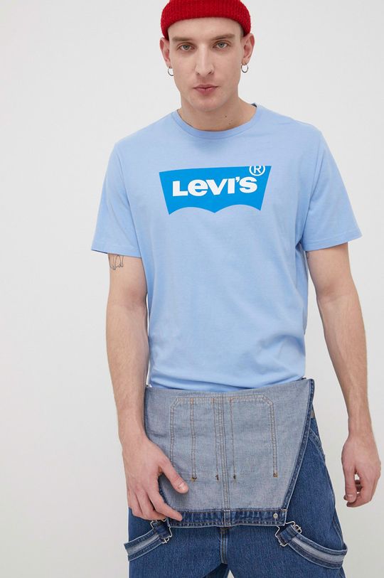 modrá Bavlněné tričko Levi's Pánský
