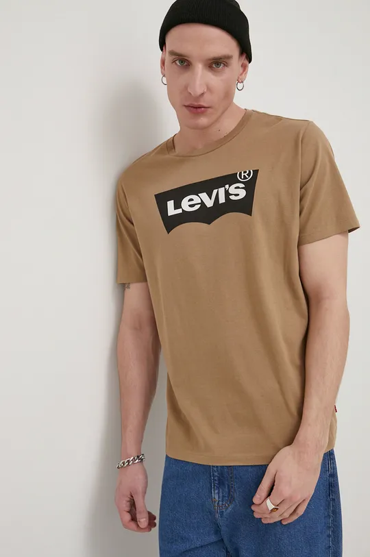 hnedá Bavlnené tričko Levi's