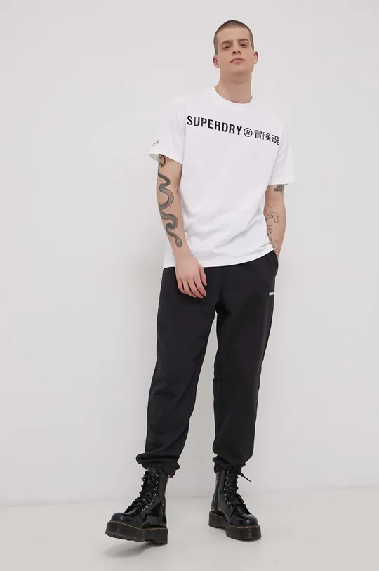 biały Superdry T-shirt bawełniany Męski