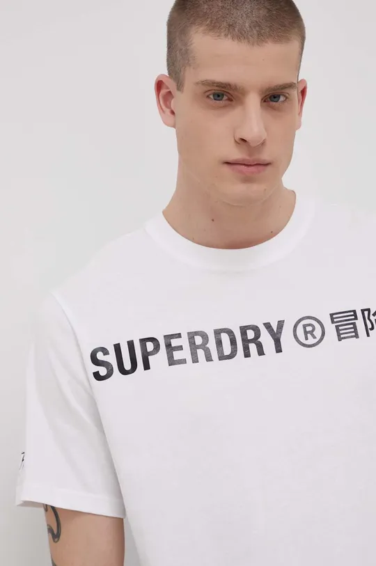 biela Bavlnené tričko Superdry