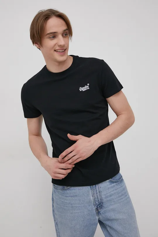 czarny Superdry T-shirt bawełniany Męski