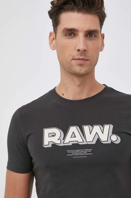 γκρί Βαμβακερό μπλουζάκι G-Star Raw Ανδρικά