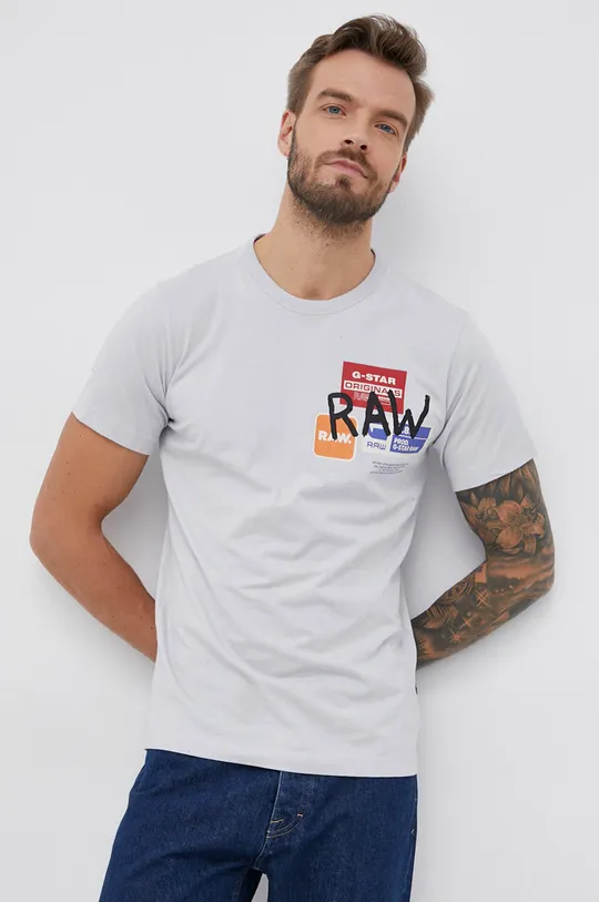 szary G-Star Raw T-shirt bawełniany D20718.336 Męski