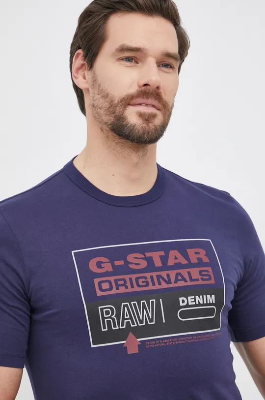 granatowy G-Star Raw T-shirt bawełniany D20714.336