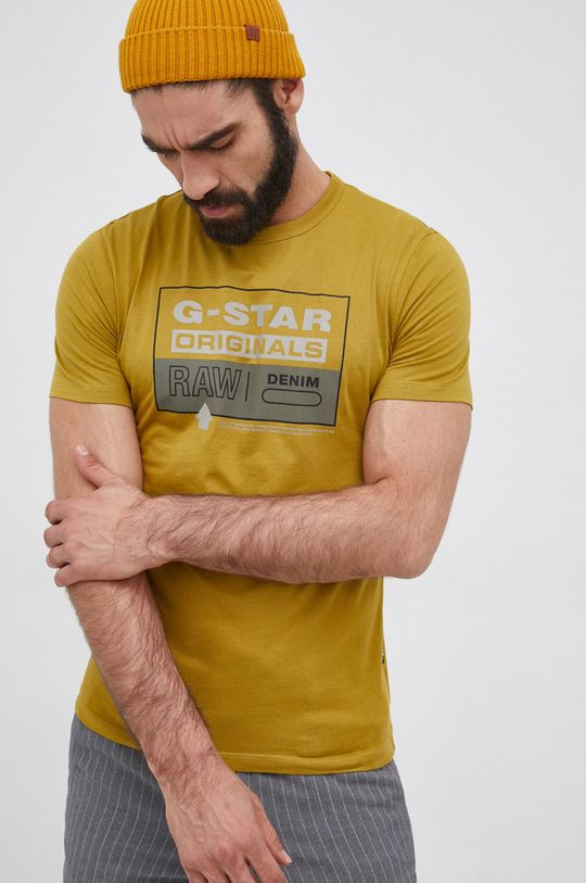 jasny oliwkowy G-Star Raw T-shirt bawełniany Męski