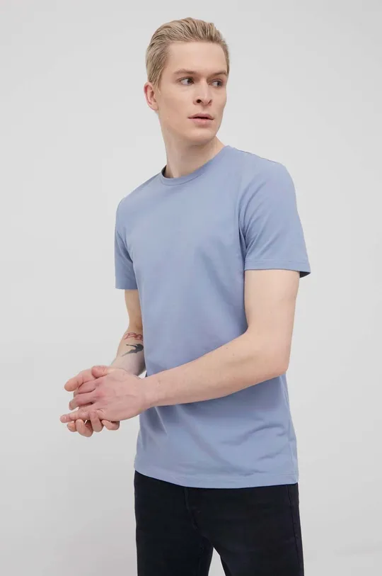 modrá Bavlnené tričko Produkt by Jack & Jones Pánsky
