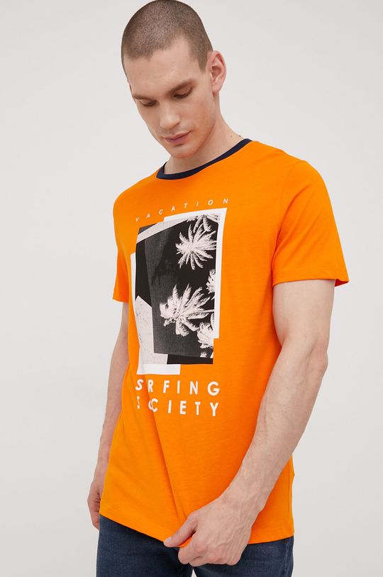 Bavlnené tričko Produkt by Jack & Jones mandarínková